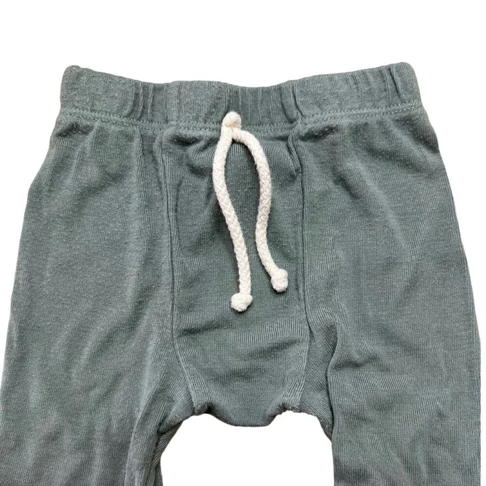 Childhoods 6-12m Green Rib Knit Night Set Pajamas